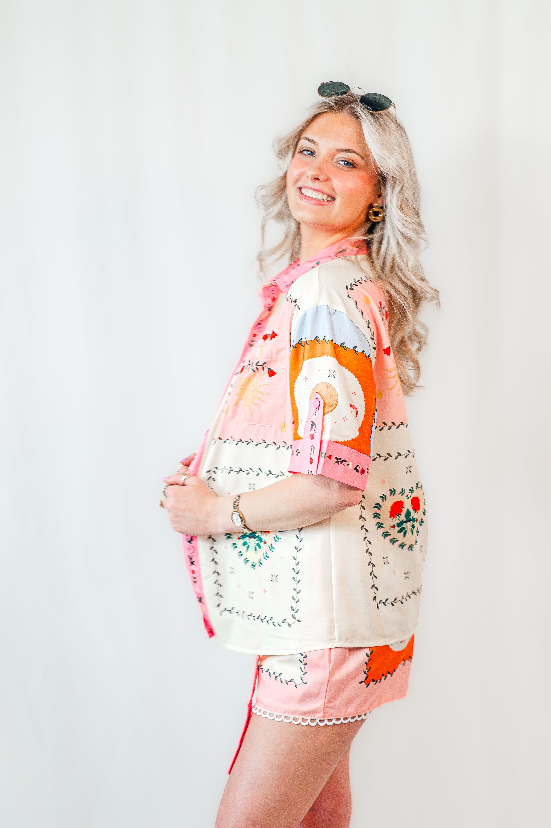 Citrus Summer Linen Shirt and Shorts Set