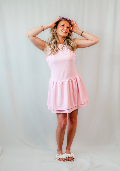 Blush Morning Drop-Waist Mini Dress, Pink