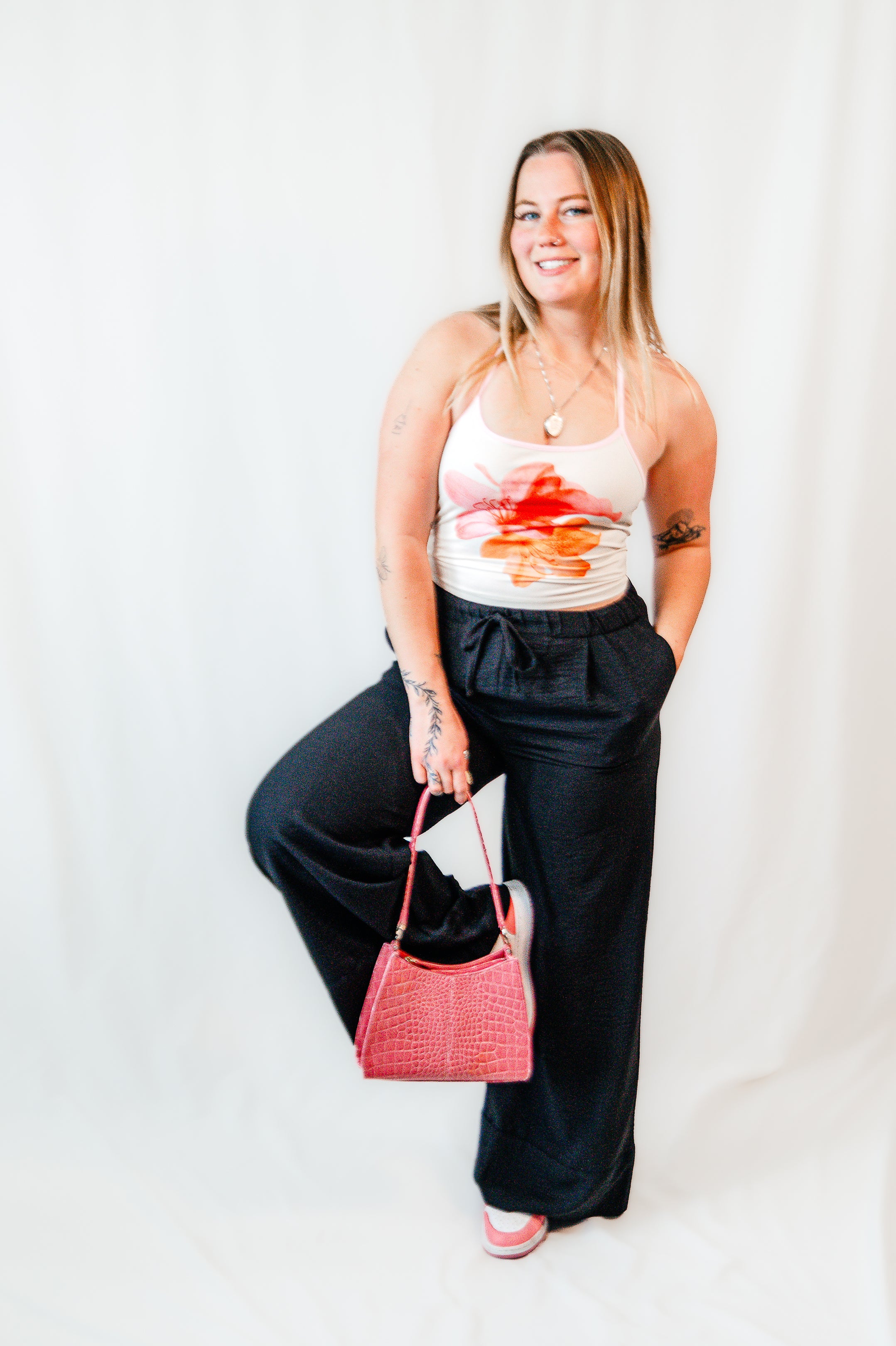 Golden Hour Flower Halter Tank