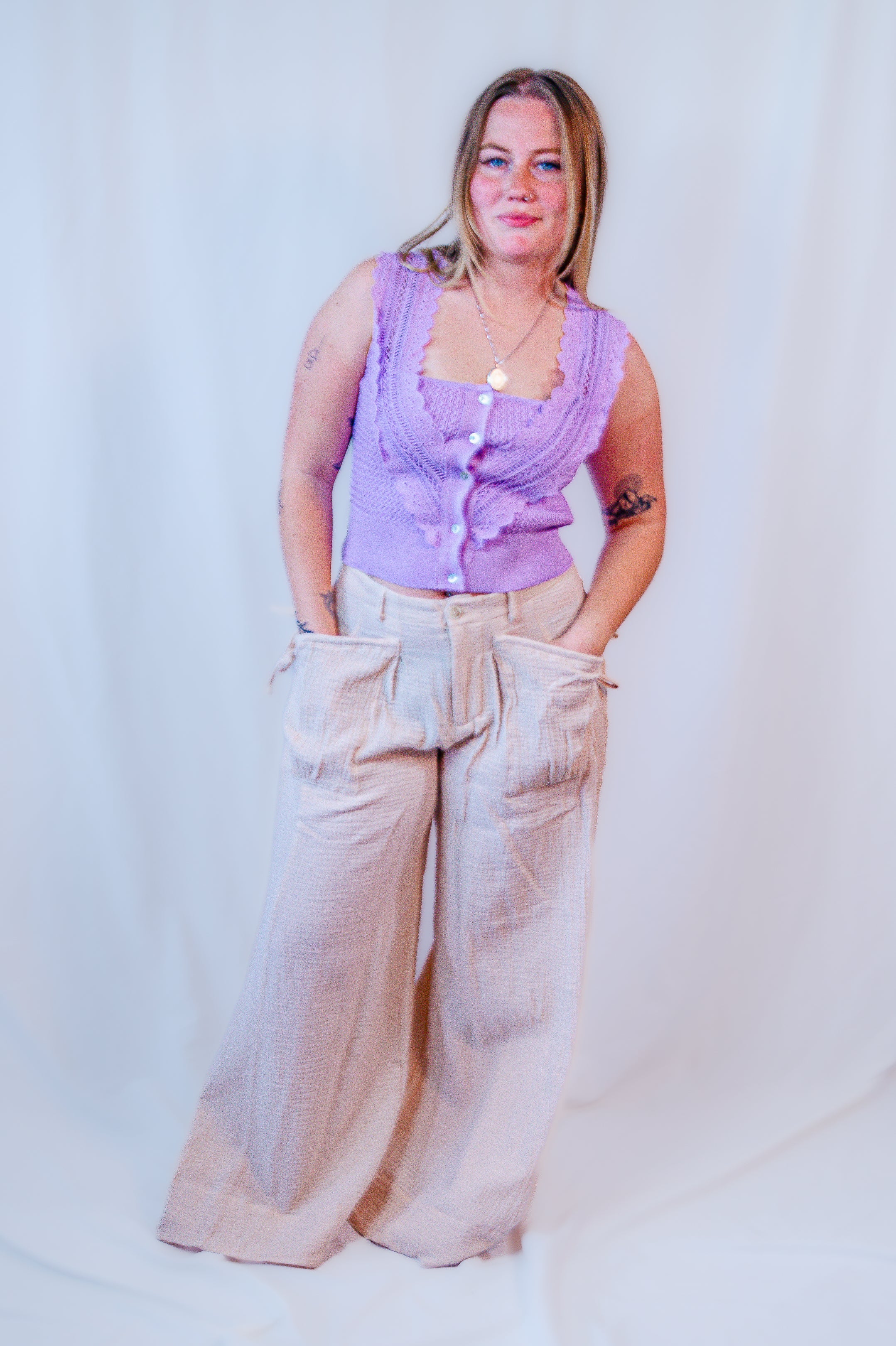 Lavender Fields Lace Tank Top