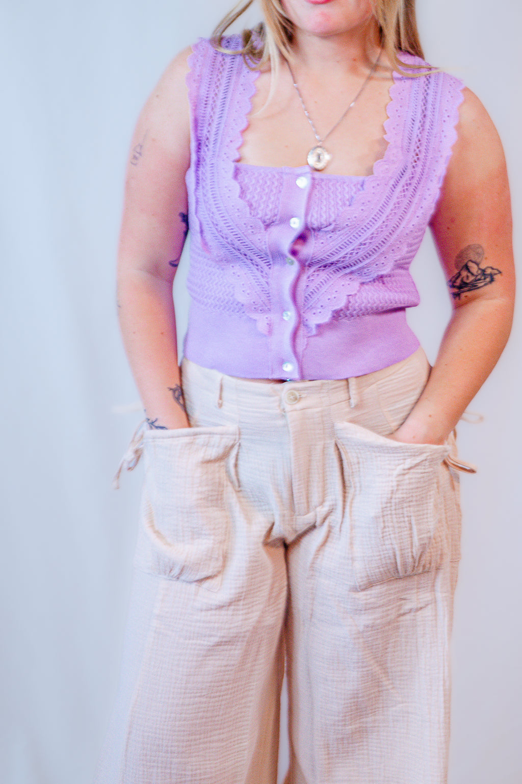Lavender Fields Lace Tank Top