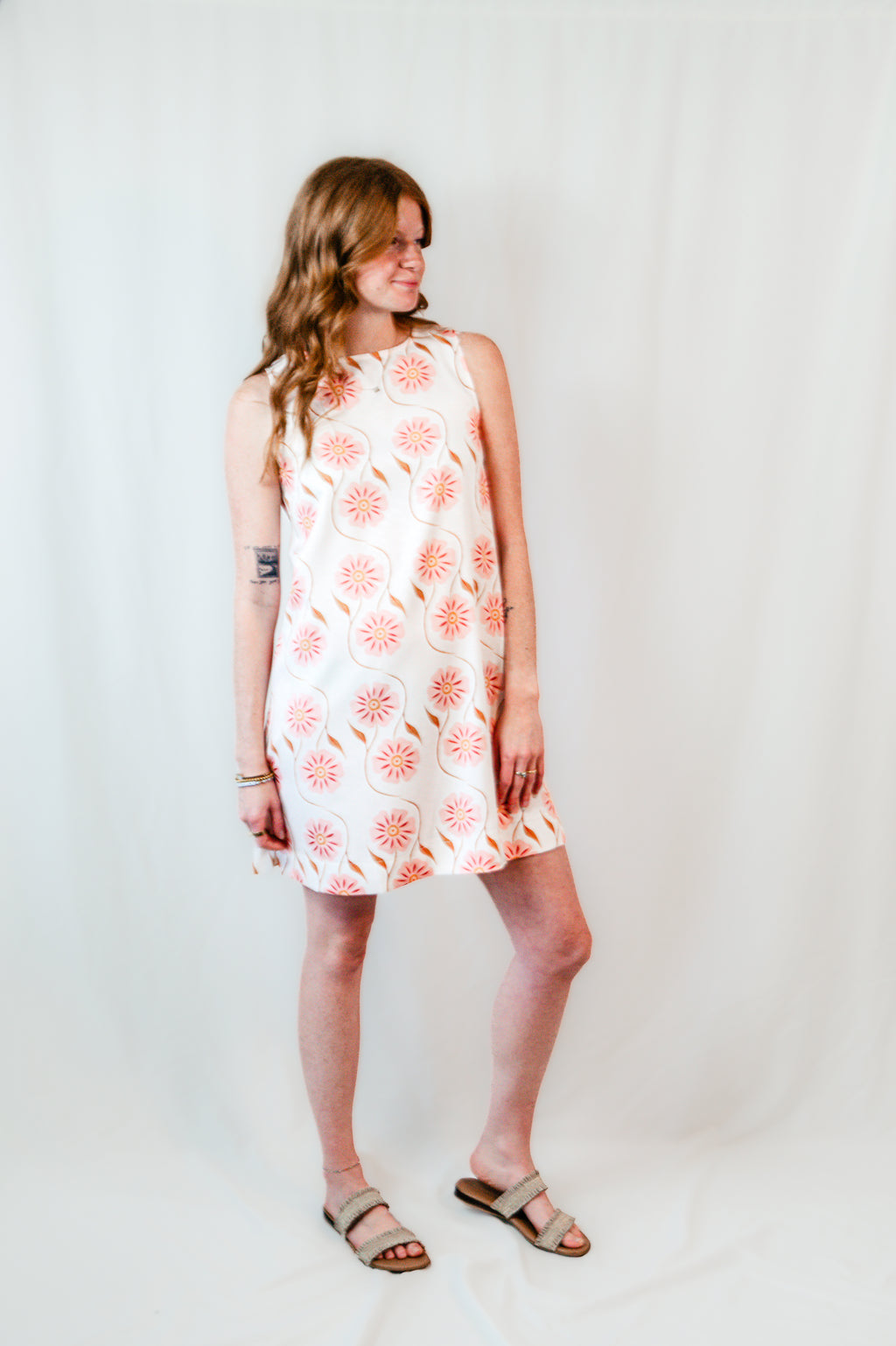 Pink Sand Round Neck Mini Dress