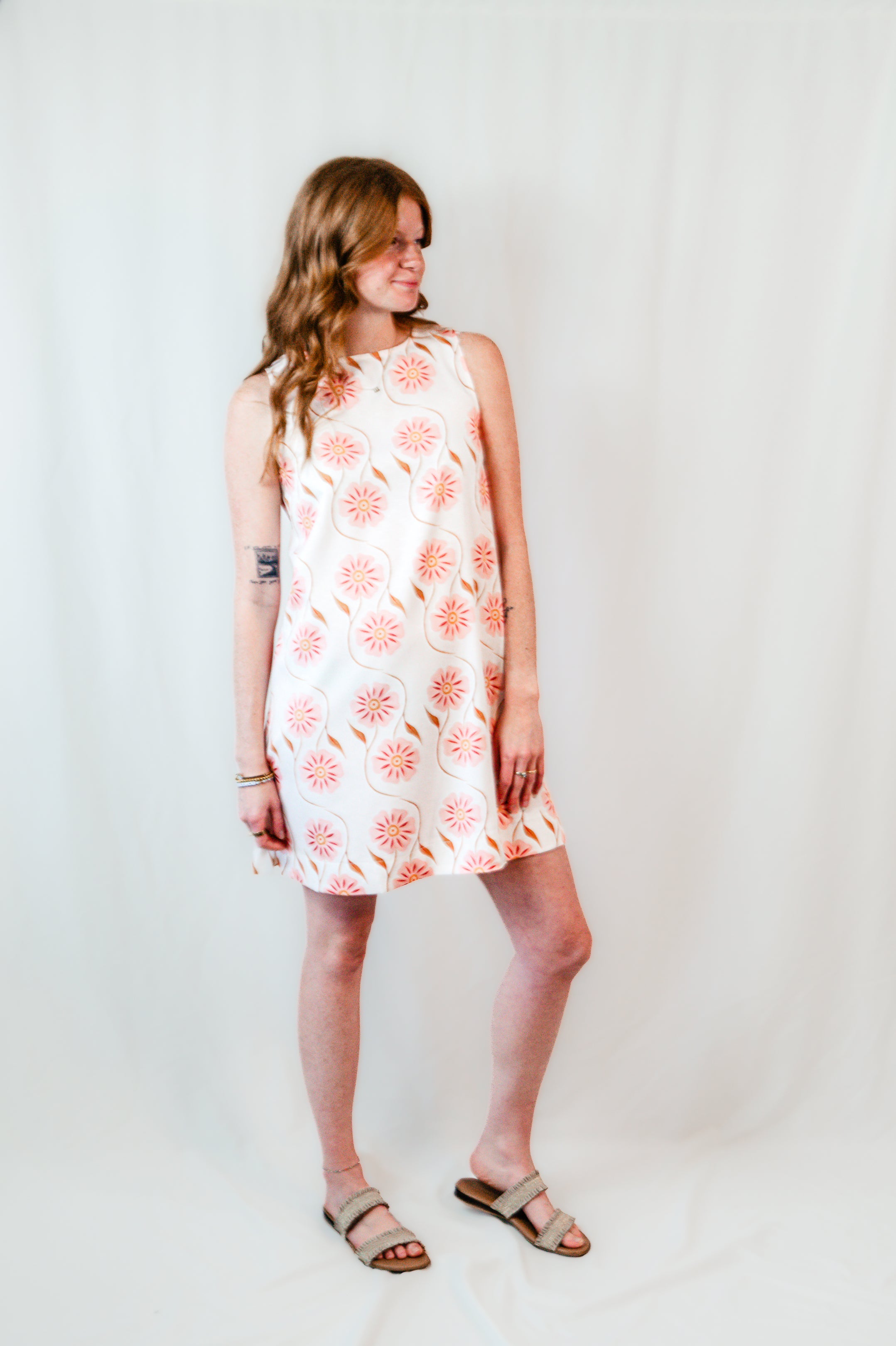Pink Sand Round Neck Mini Dress