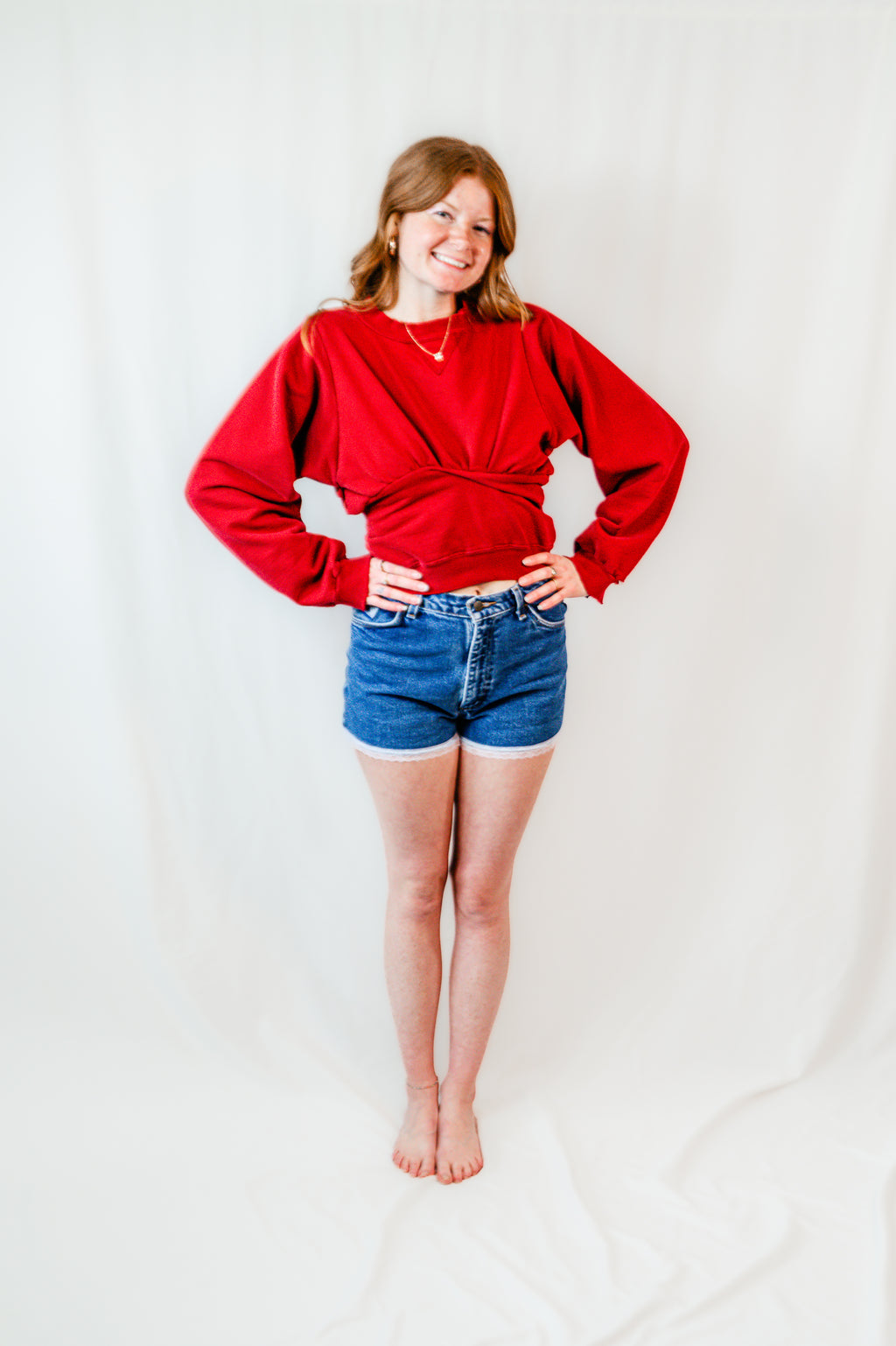 Sweet Denim Lace Detail Shorts
