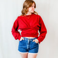 Deep Red Cropped Alternative Sweatshirt