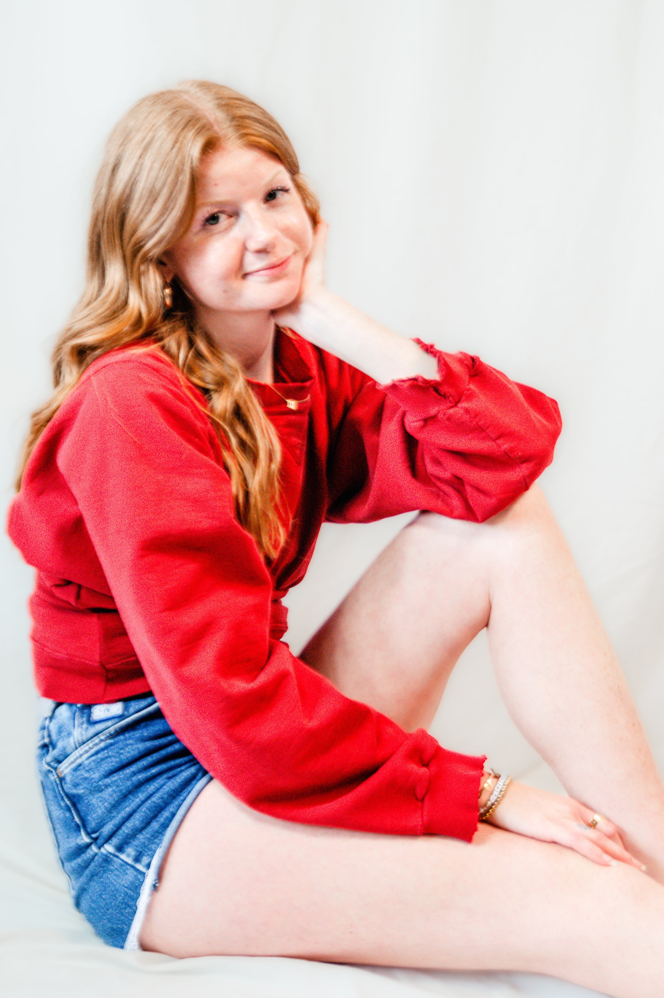 Deep Red Cropped Alternative Sweatshirt
