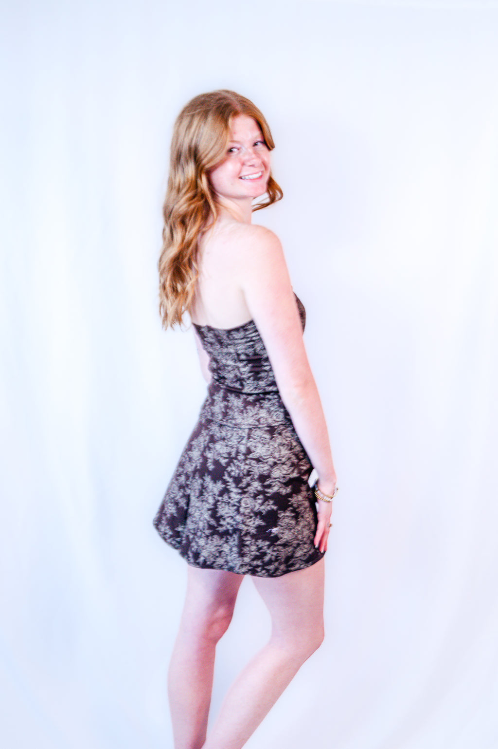 Chocolate Floral Damask Skirt Set