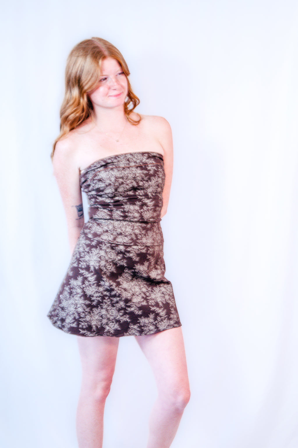 Chocolate Floral Damask Skirt Set