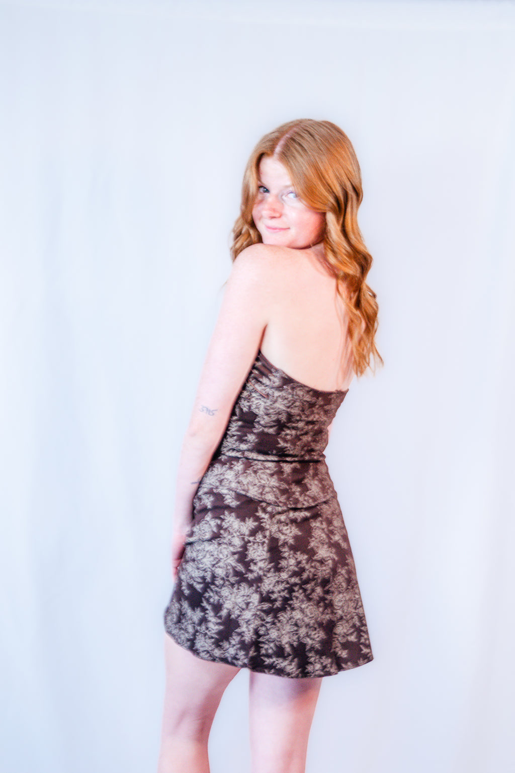 Chocolate Floral Damask Skirt Set
