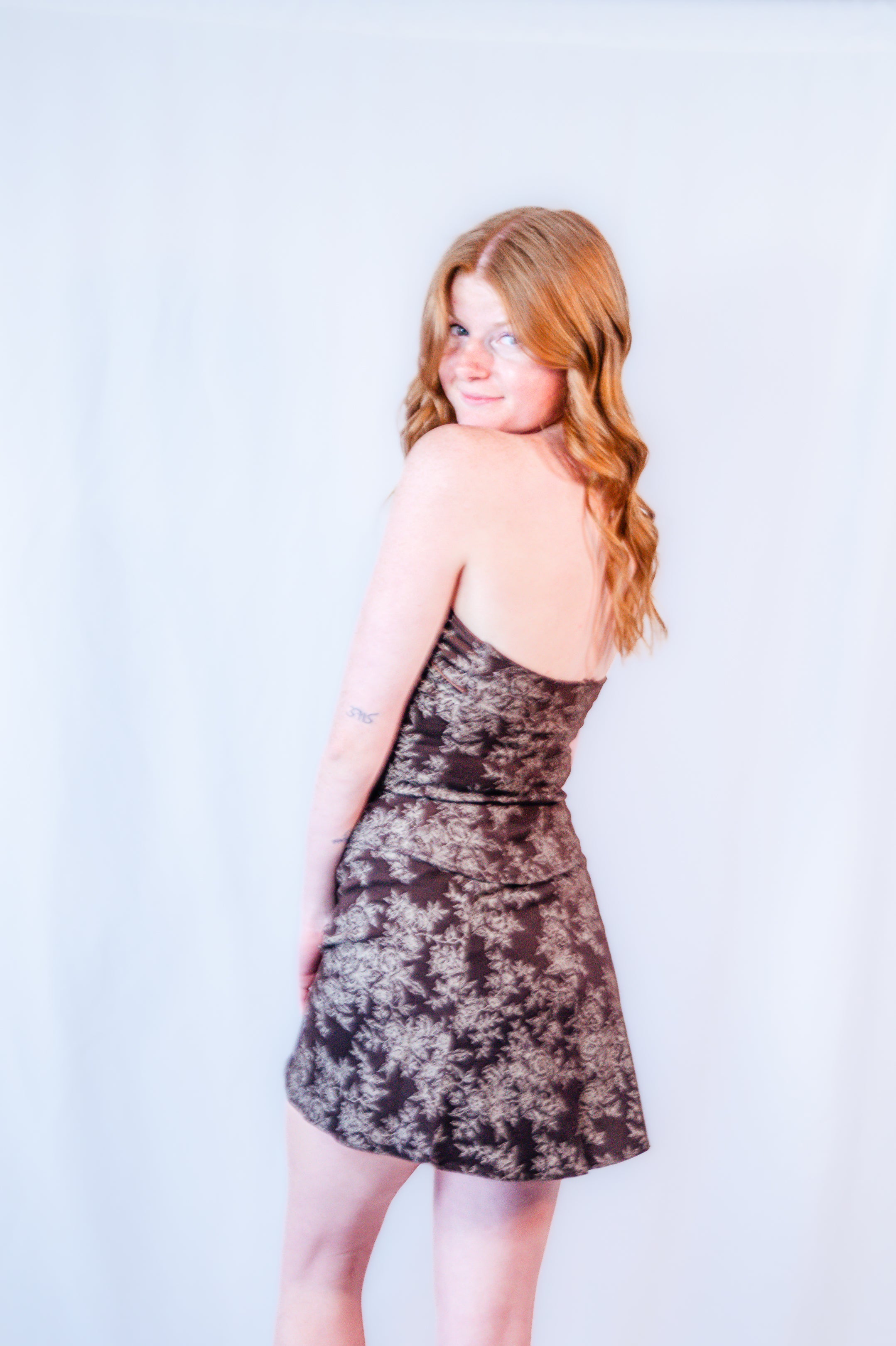 Chocolate Floral Damask Skirt Set