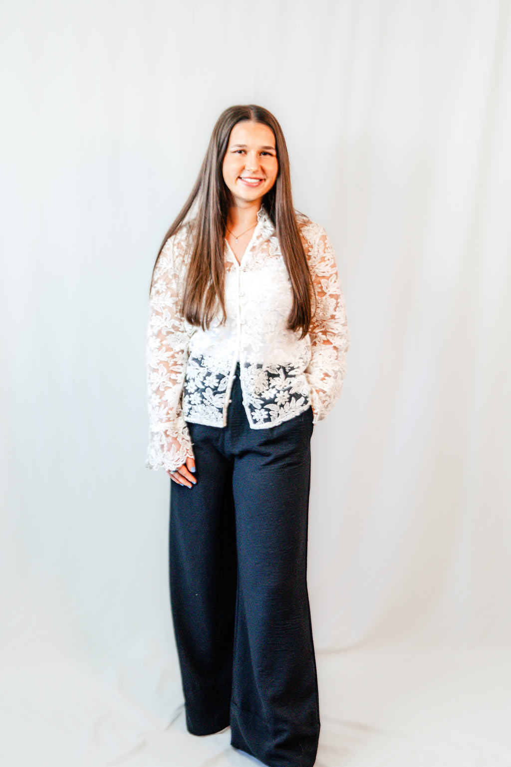Sunday Bloom Lace Button Up Shirt