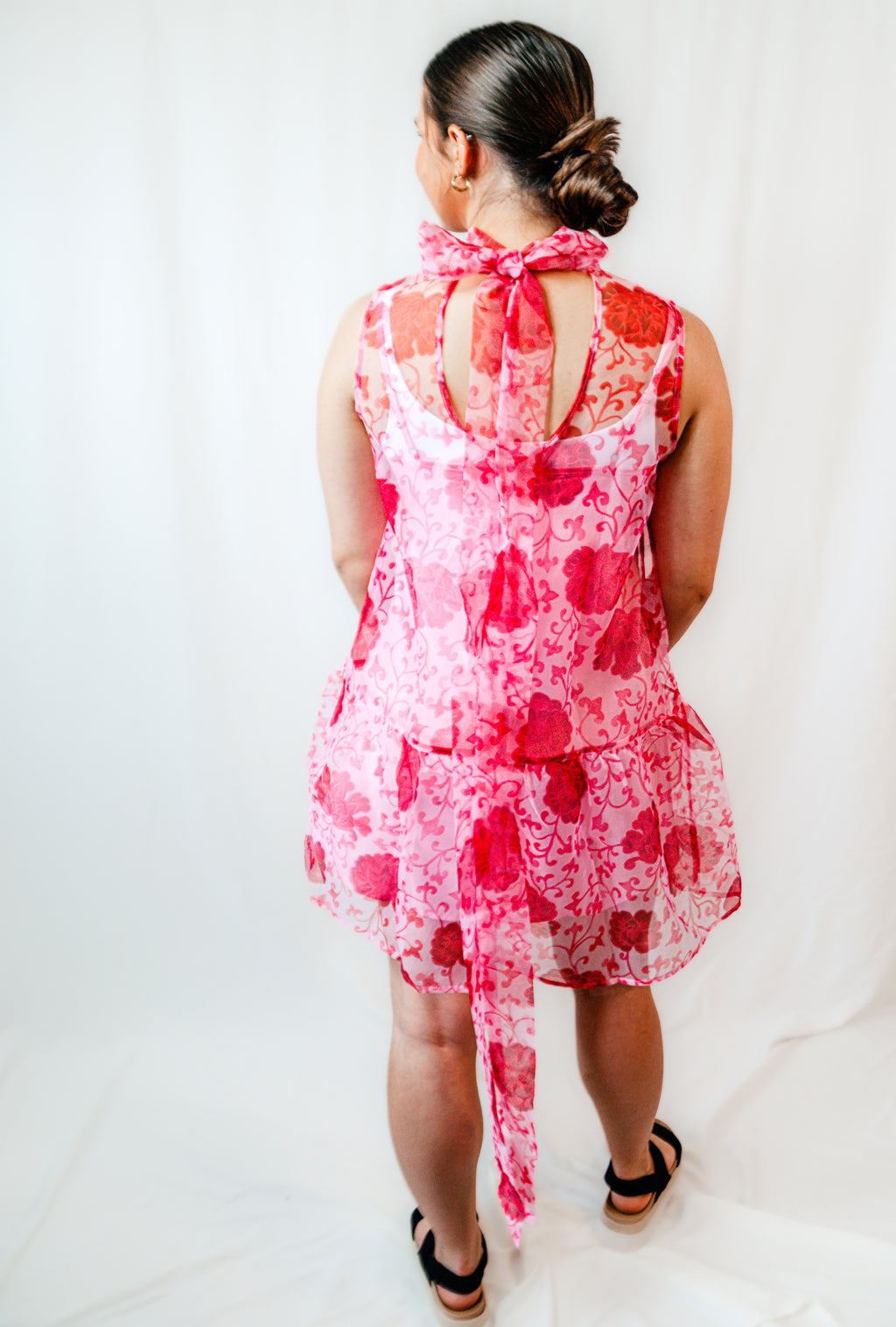 Petal Blossom High Neck Mini Dress