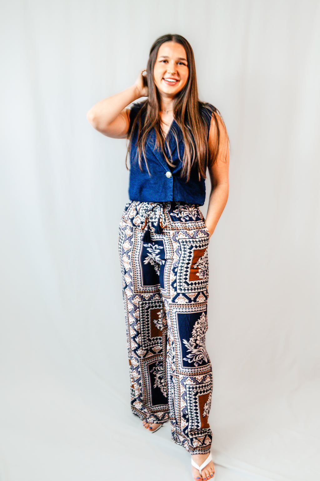 Simple Days Print Wide Leg Pants