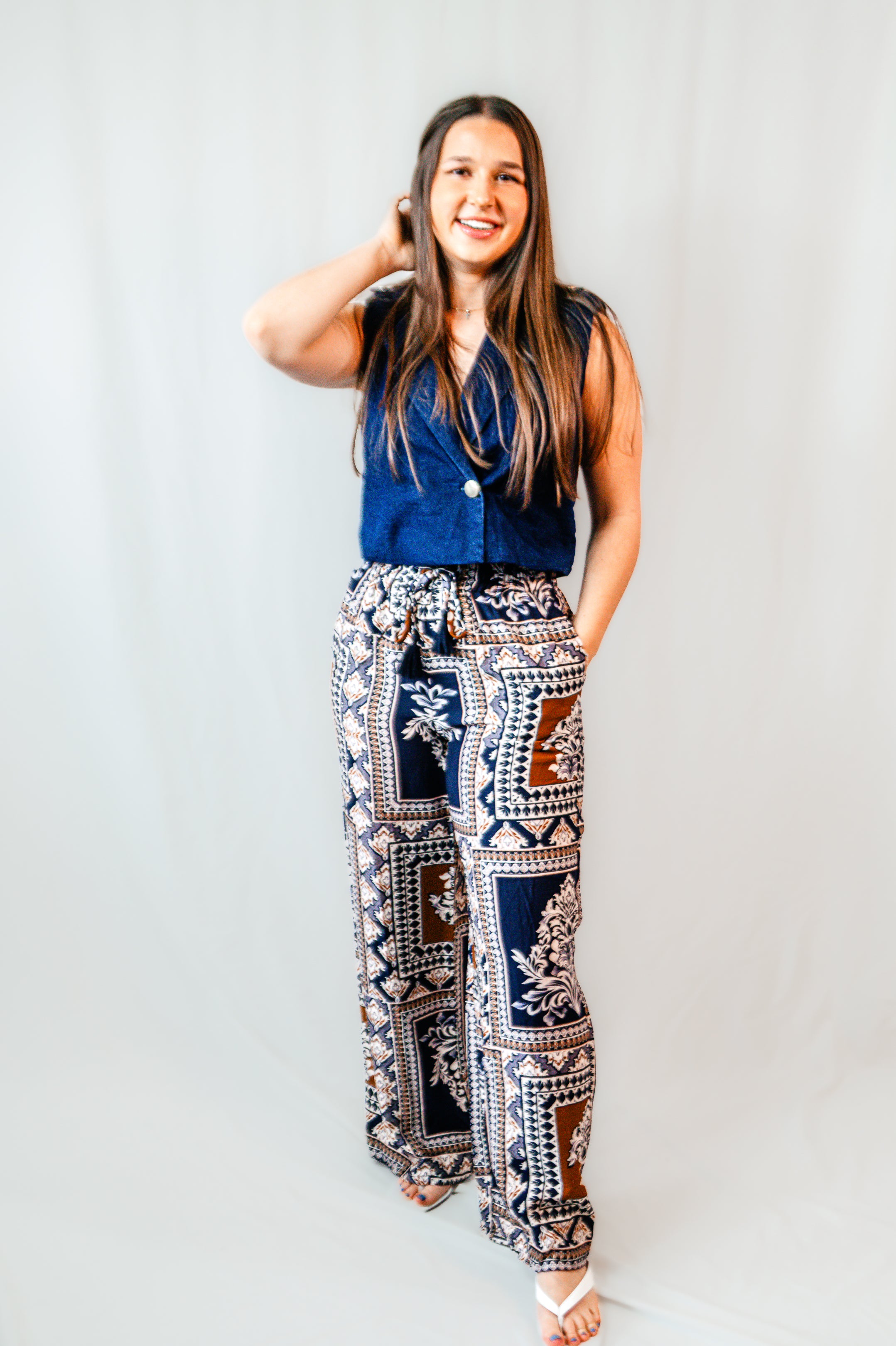 Simple Days Print Wide Leg Pants