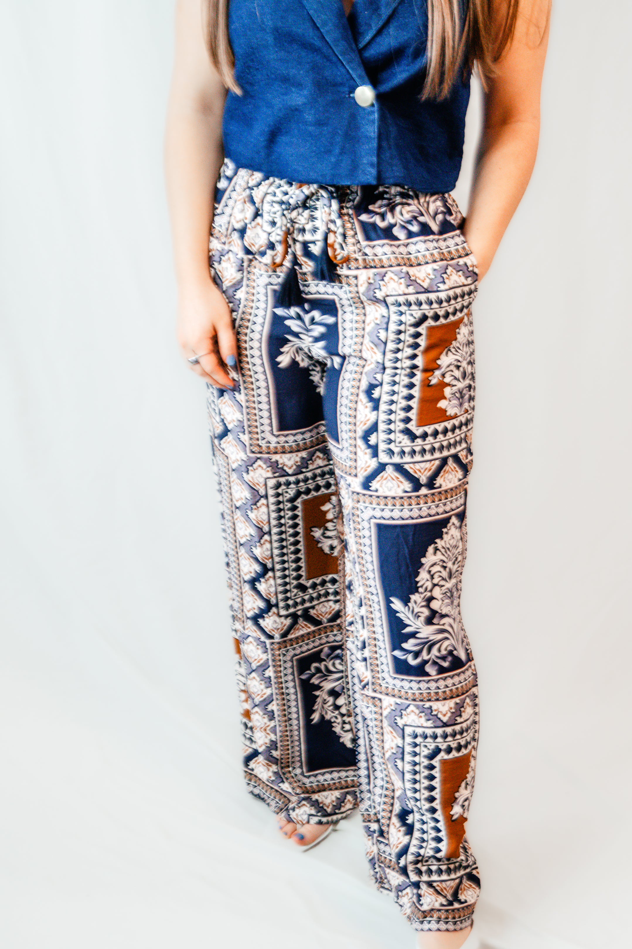 Simple Days Print Wide Leg Pants