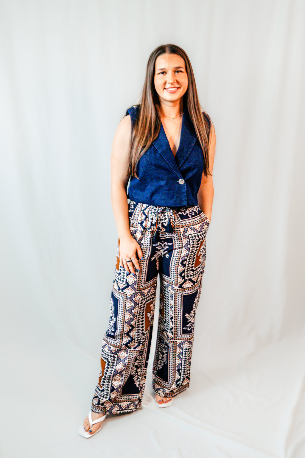 Simple Days Print Wide Leg Pants