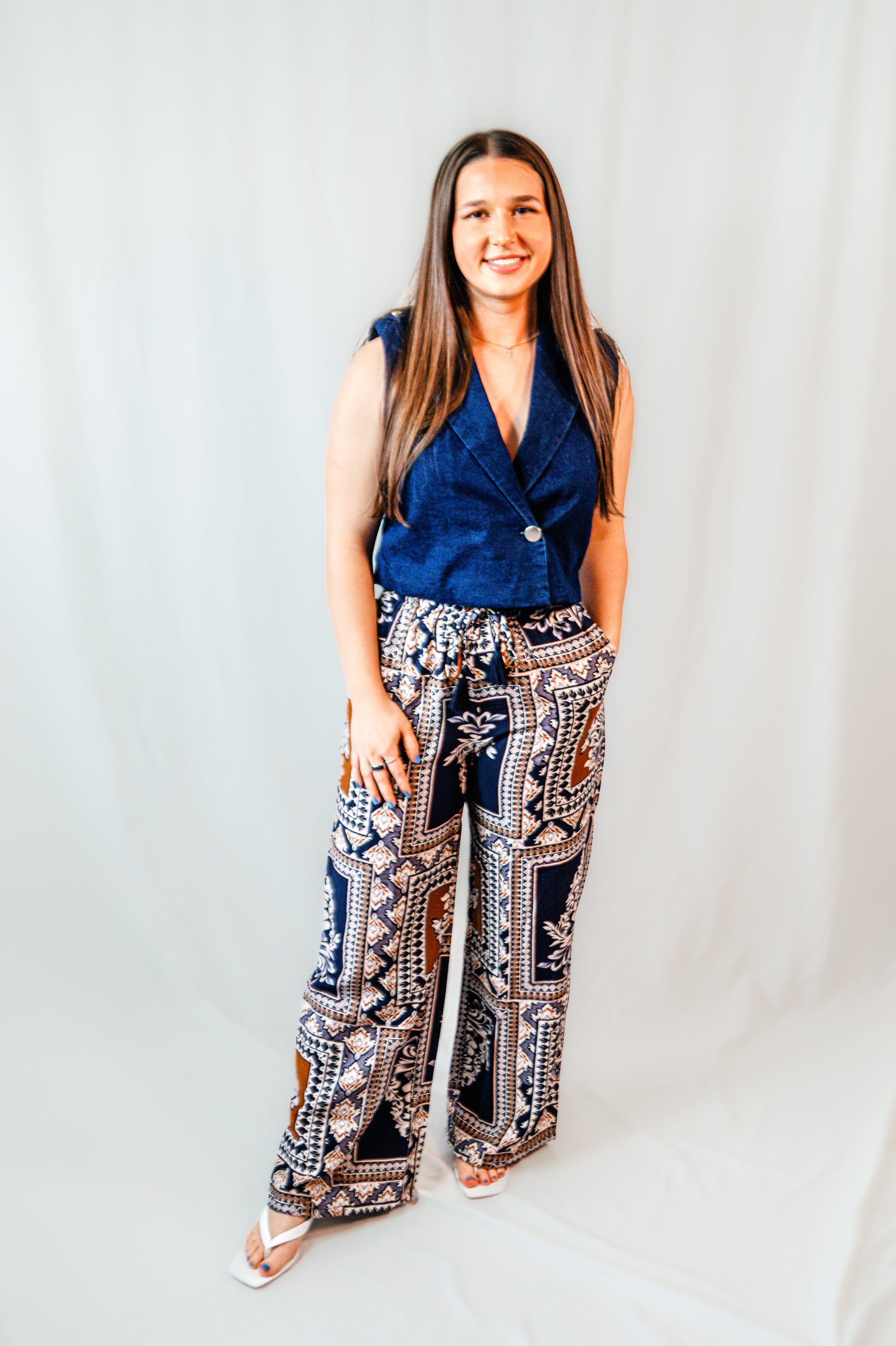 Simple Days Print Wide Leg Pants