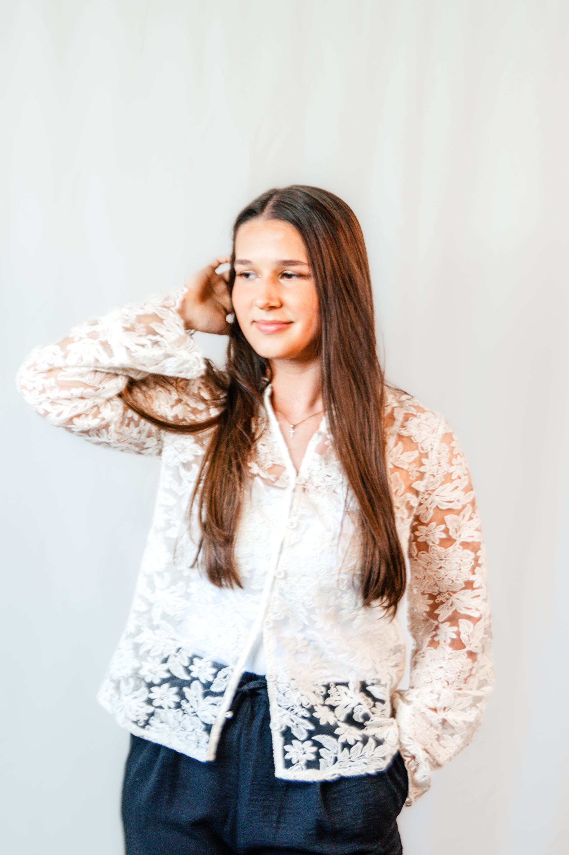 Sunday Bloom Lace Button Up Shirt
