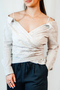 Beige Stripes Button Up Top