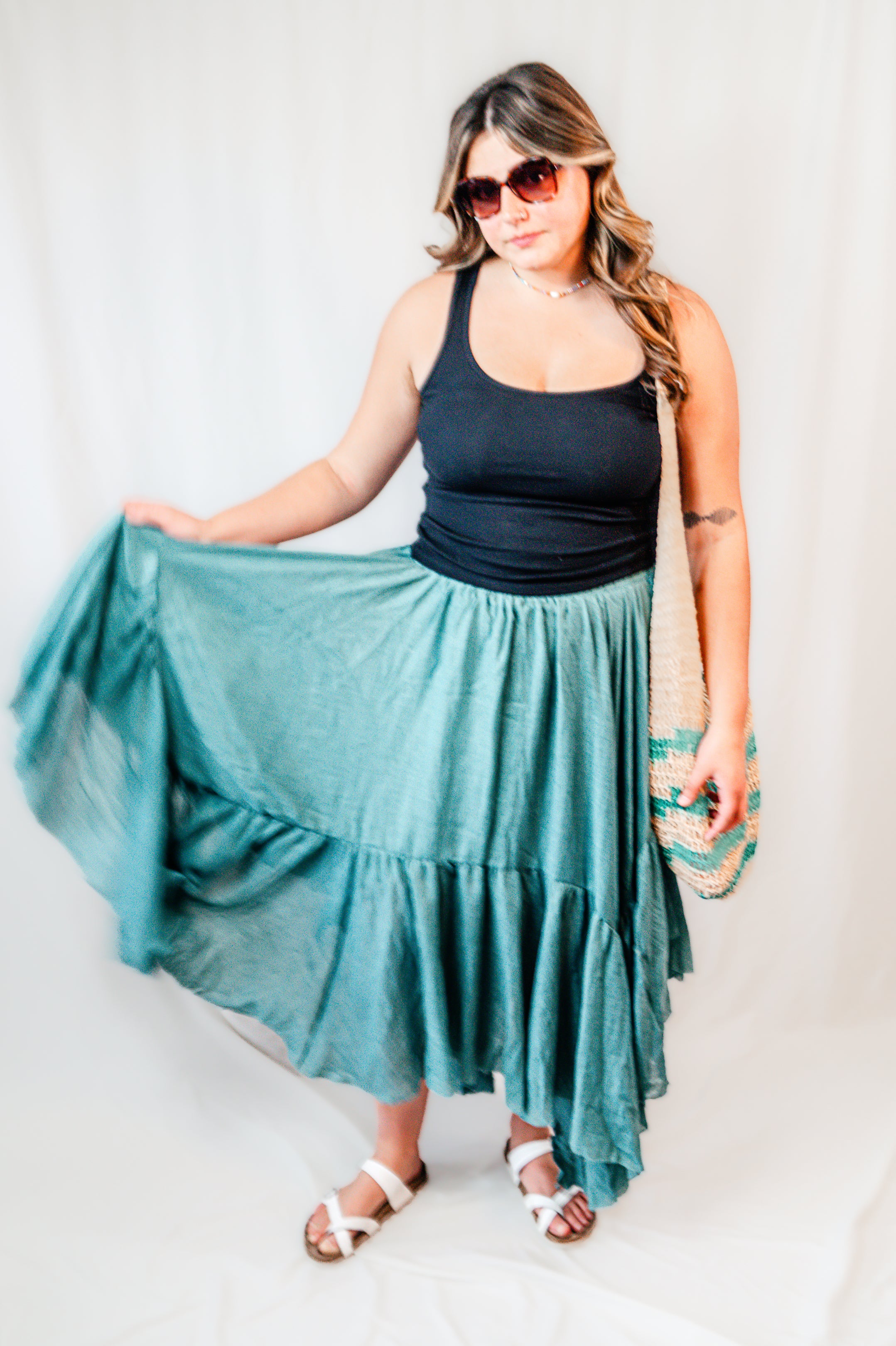 Grassy Forest Asymmetrical Skirt