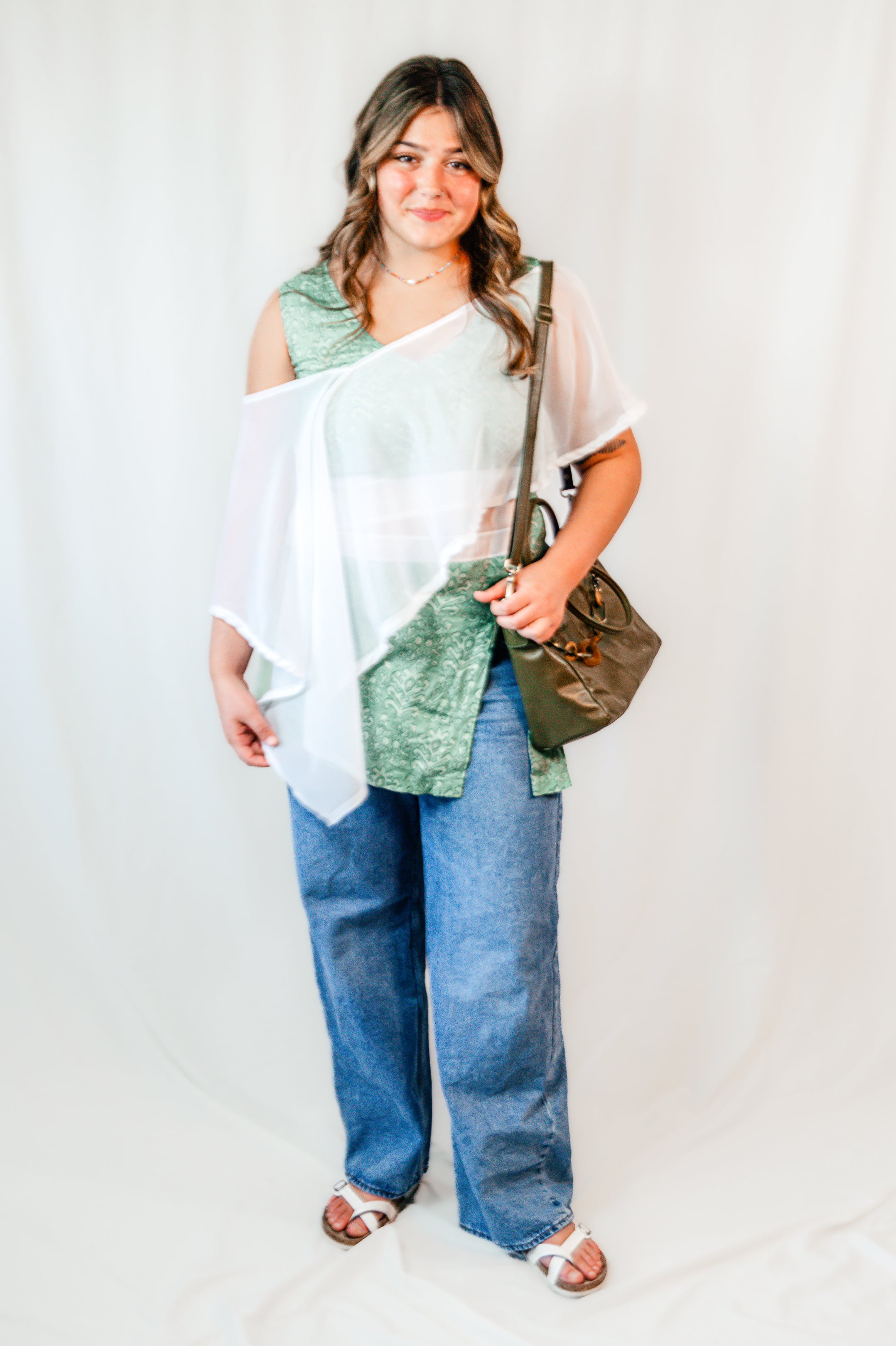 Green Peek-a-Boo Paisley Tunic