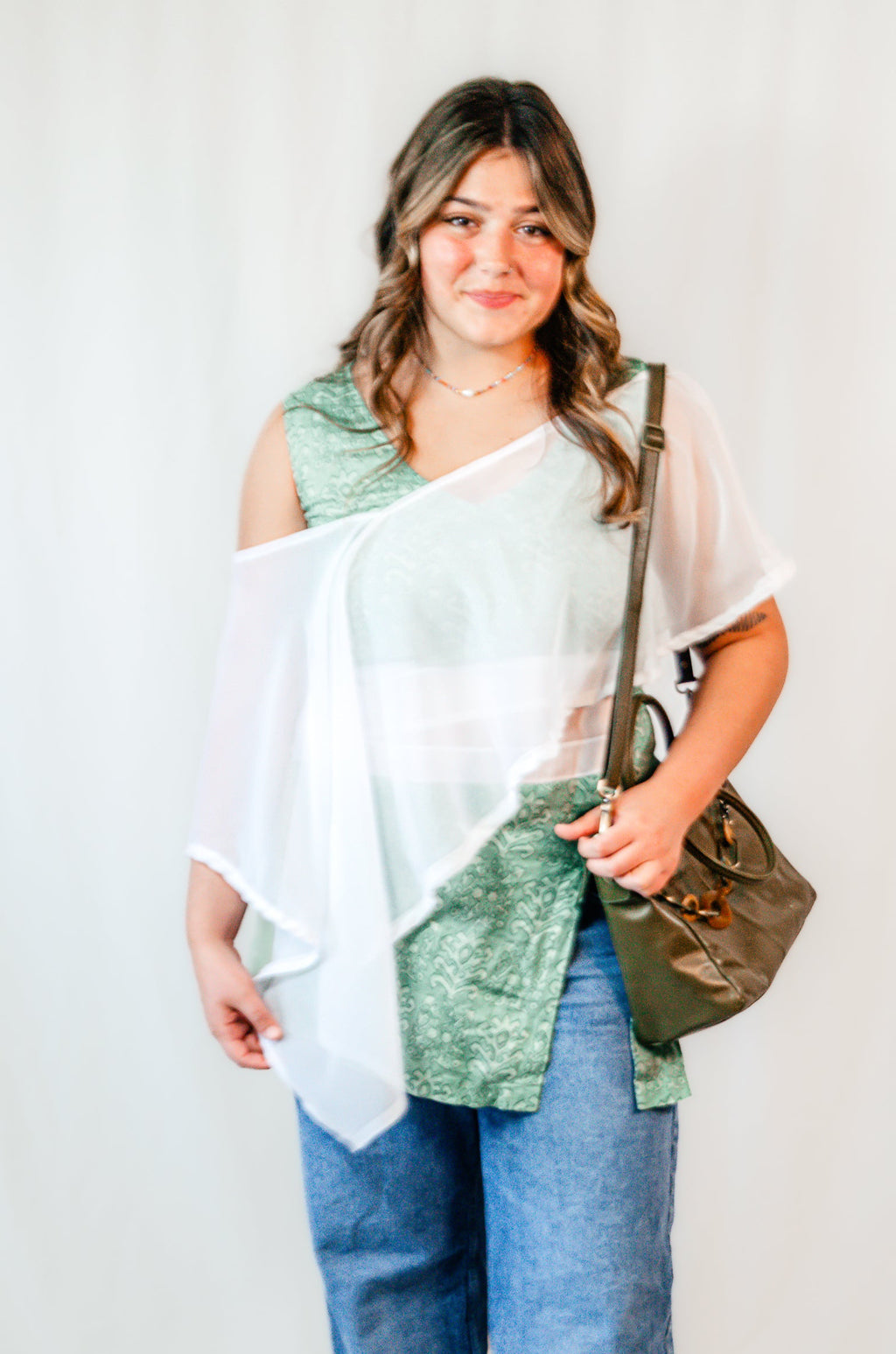 Free Flowing Sheer White Shawl Top