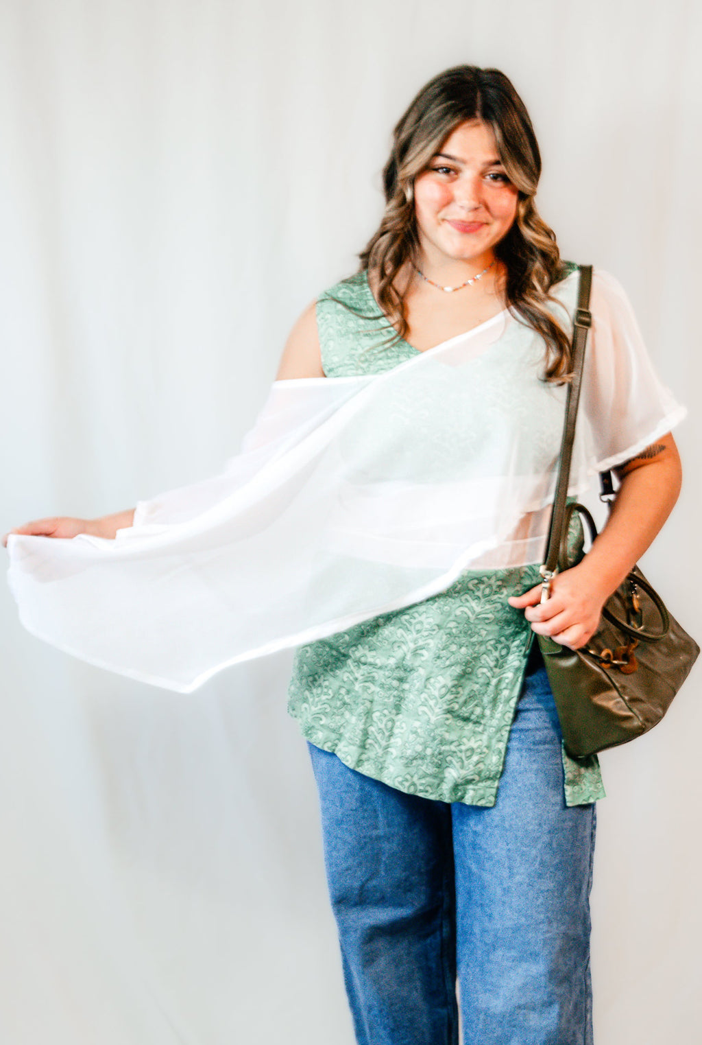 Free Flowing Sheer White Shawl Top