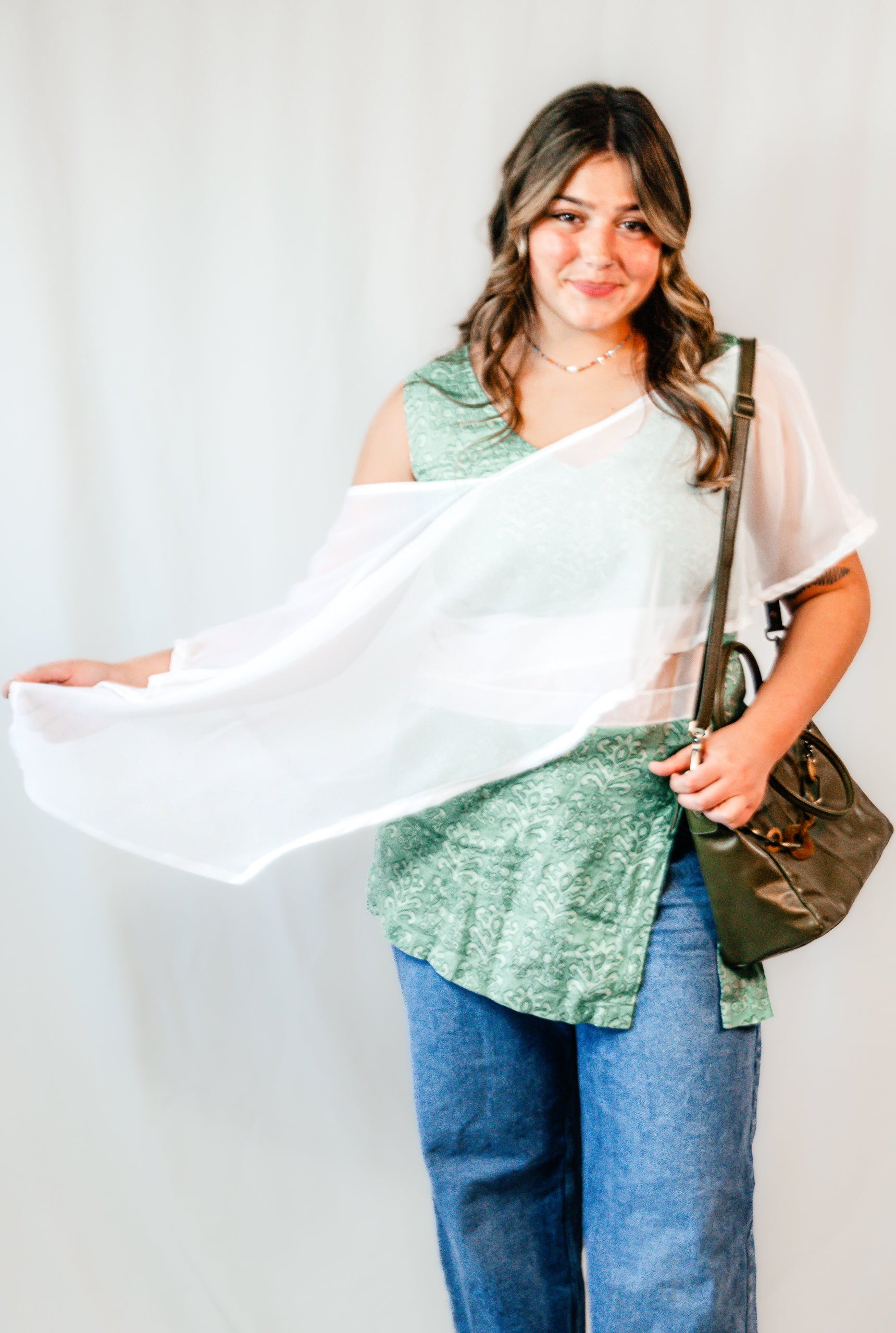 Free Flowing Sheer White Shawl Top