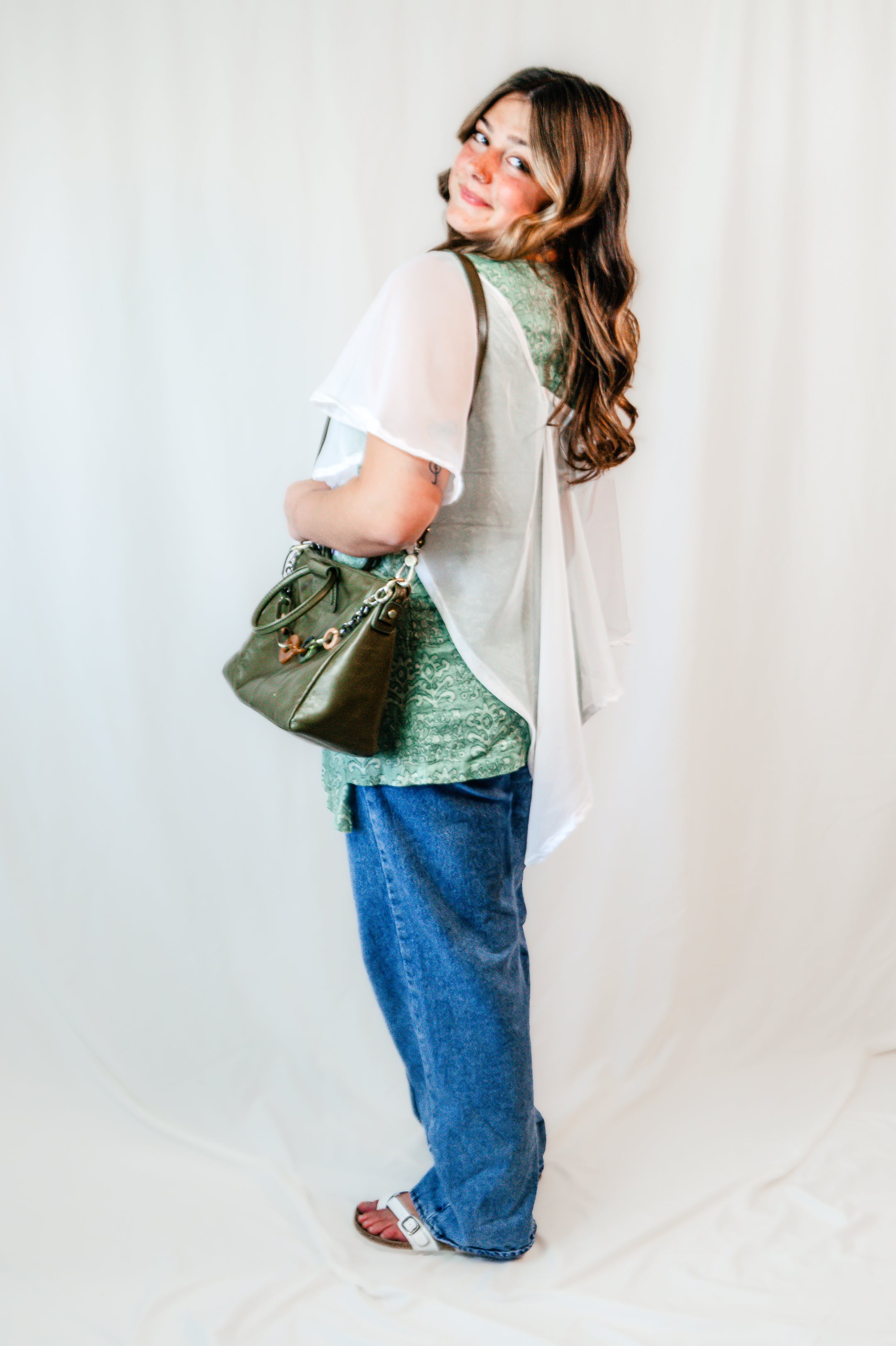 Free Flowing Sheer White Shawl Top