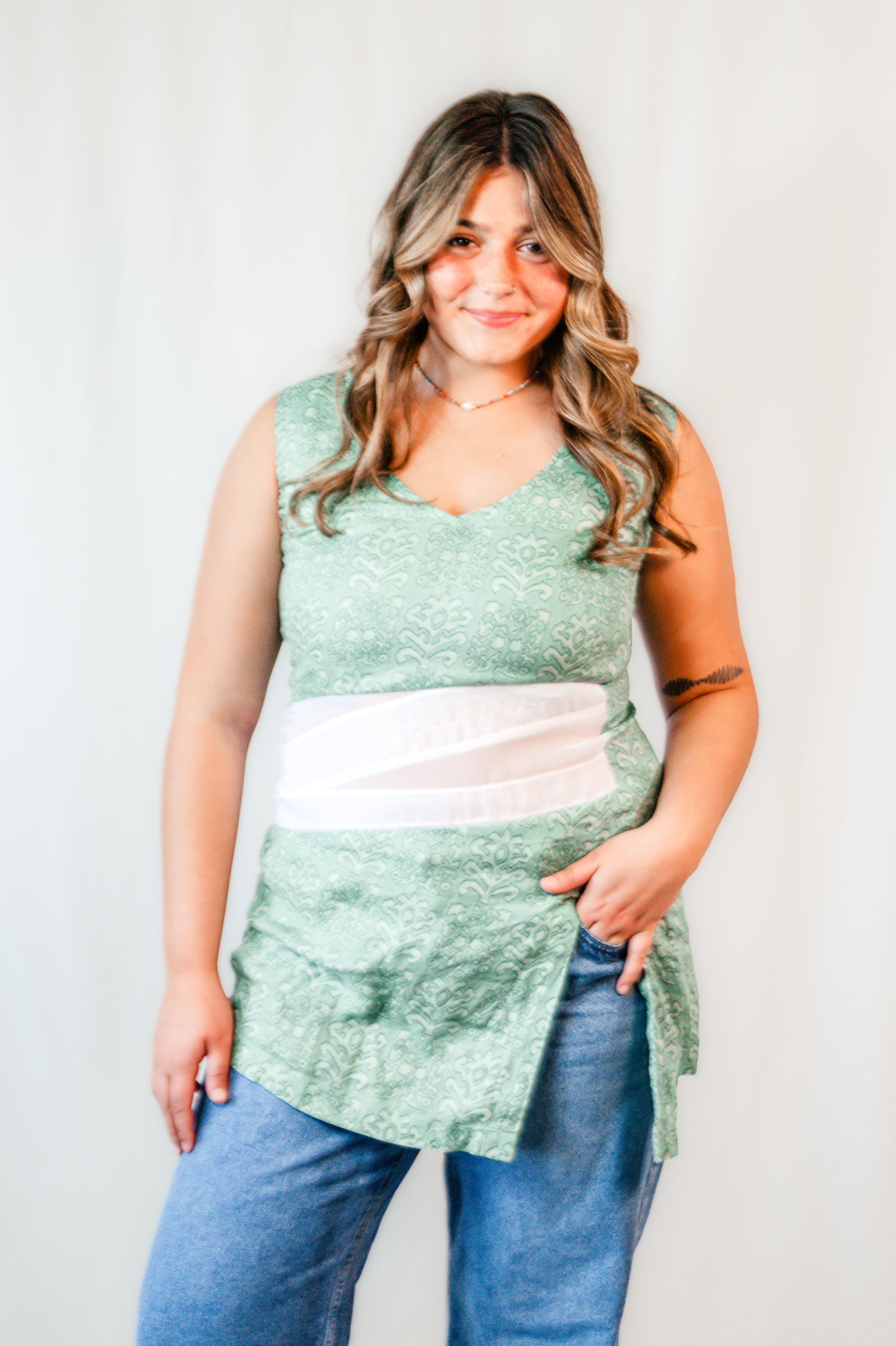 Green Peek-a-Boo Paisley Tunic