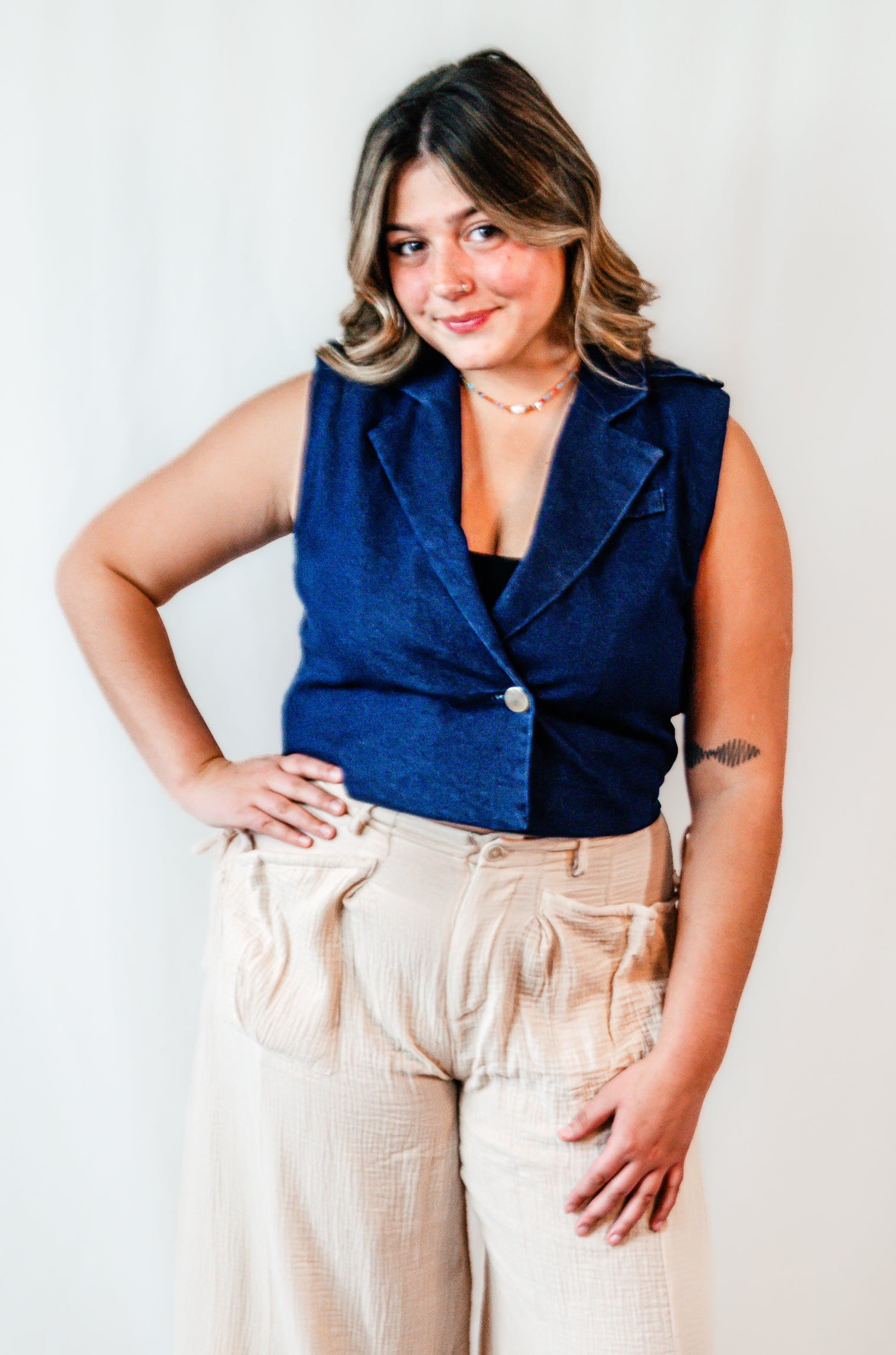 Open Sky Double Breasted Denim Vest